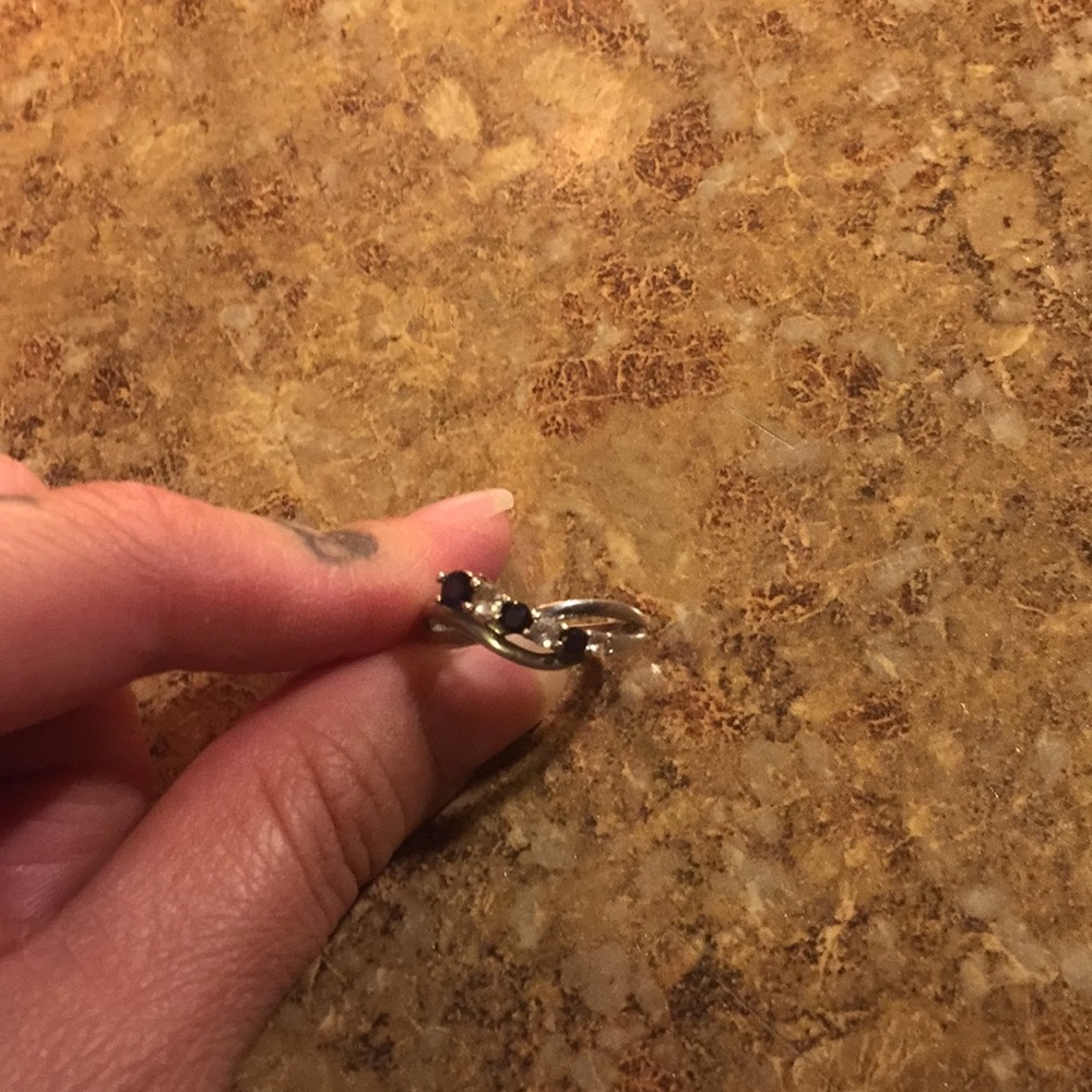 Blue and white sapphire ring